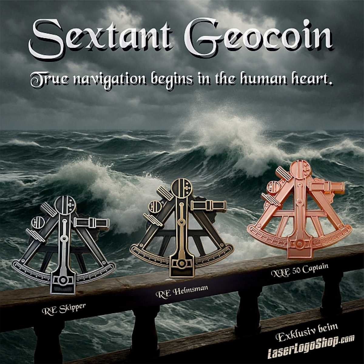 Sextant Geocoin - 3er Komplettset incl. XLE "Captain - Satin Cooper"
